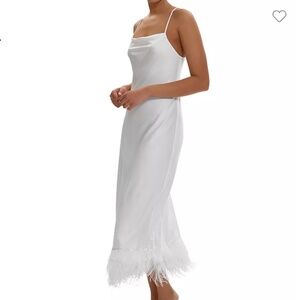 RYA Collection Swan Gown, Ivory, silk feel with Feathers, XS